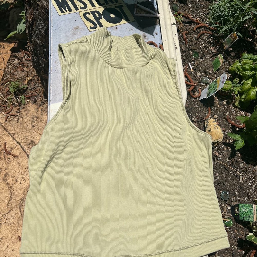 Everlane The Ribbed Mockneck Tank Organic Cotton Seafoam Green Women's Medium